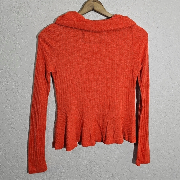 Anthro Maeve Cowl Neck Orange Knit Light Sweater - Picture 2 of 4